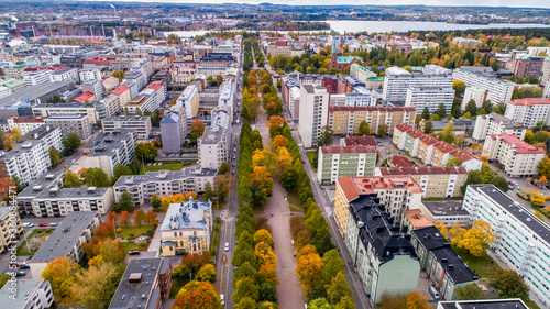 Bild auf Leinwand Aerial  view of the Tampere city, FInland