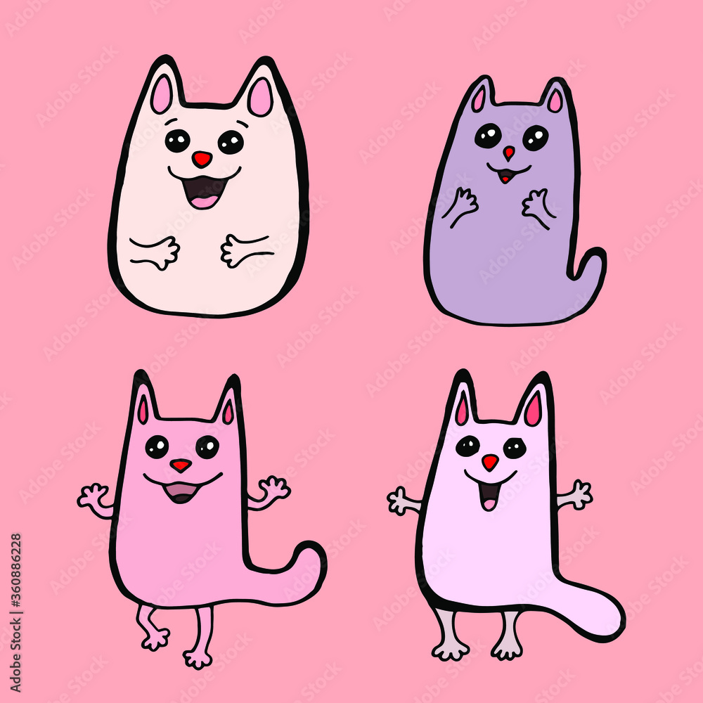 set of funny colored cats