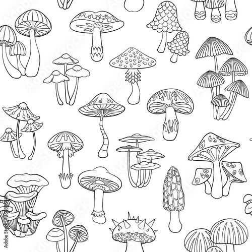 Mushrooms Seamless Pattern