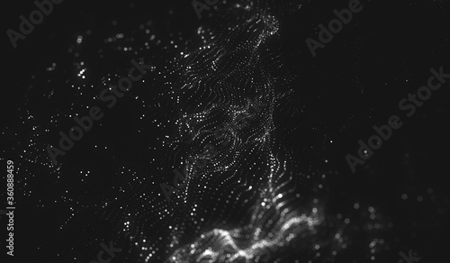 Abstract polygonal space low poly dark background with connecting dots and lines. © Андрей Осадчук