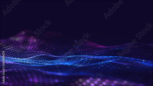 Abstract polygonal space low poly dark background with connecting dots and lines.