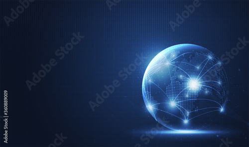 Global network technology background with world map or social media communication internet network Connection vector design...