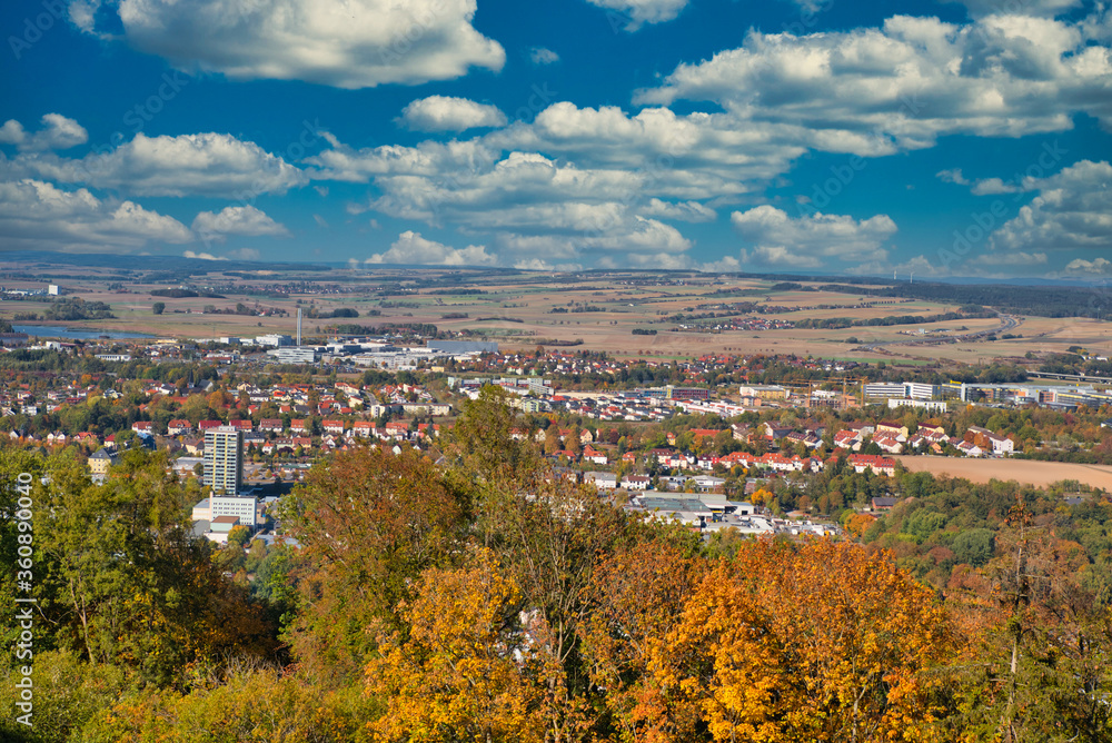 Blick auf dei Stadt und Land Coburg in Oberfranken Seutschland