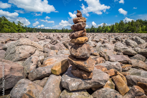 Cairn at the boulder field in Hickory Run State Park, Pennsylvania