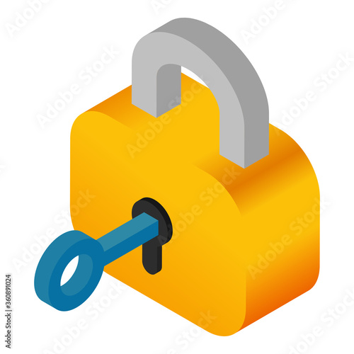 Graphic mall, Lock security, Isometric 3D.