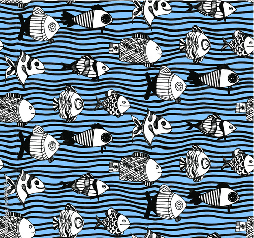 seamles pattern Fish .blotted background