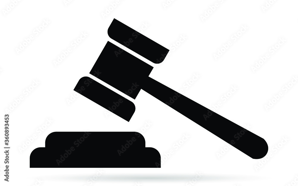 Judge gavel icon. Hammer flat symbol isolated on white background Judge gavel icon. Hammer flat symbol isolated on white background