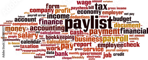Cuadro en lienzo Paylist word cloud