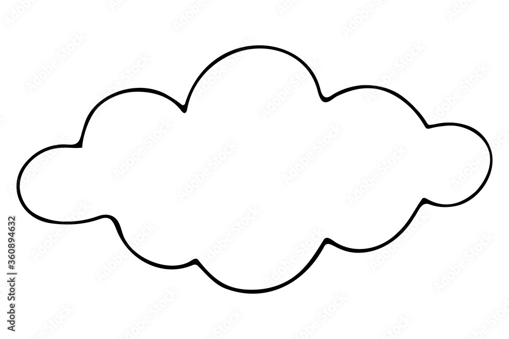 Cloud. Sketch. Weather forecast. Vector illustration. Outline on an isolated white background. Meteorology conditions. The calm before the storm. Curly shape. Doodle style. Vacation mood. Cloud. Sketch. Weather forecast. Vector illustration. Outline on an isolated white background. Meteorology conditions. The calm before the storm. Curly shape. Doodle style. Vacation mood.