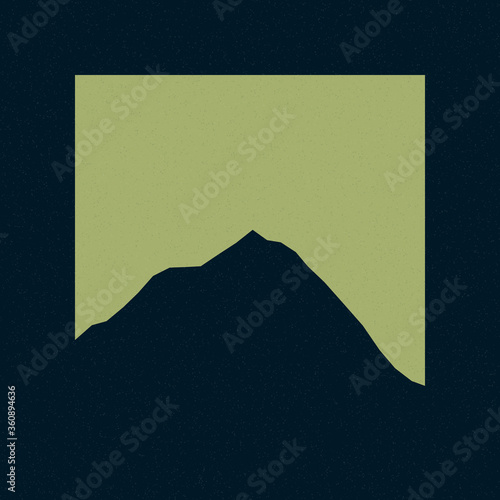 Leaf Green color Mountains rocks silhouette art logo design illustration