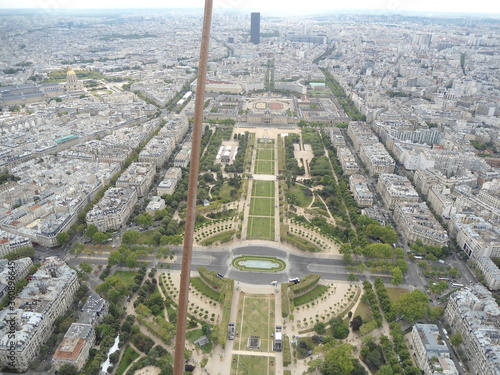 View from inside of the Eiffel Tower to the Champ de Mars, July 2011