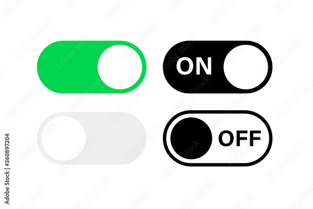 Switch toggle buttons ON OFF. Vector isolated web elements. Mobile app