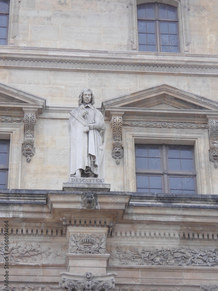Statue of Descartes, located at the museum Louvre, Paris, France, 2011