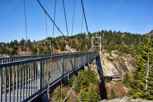 Fototapeta Naklejka Na Ścianę i Meble -  Swinging Bridge at Grandfather Mountain, NC