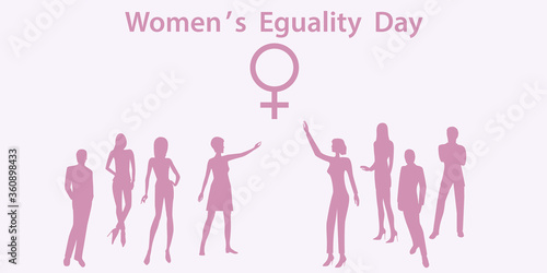 Group of women, gender sign - light background - vector. Banner. Women's Equality Day
