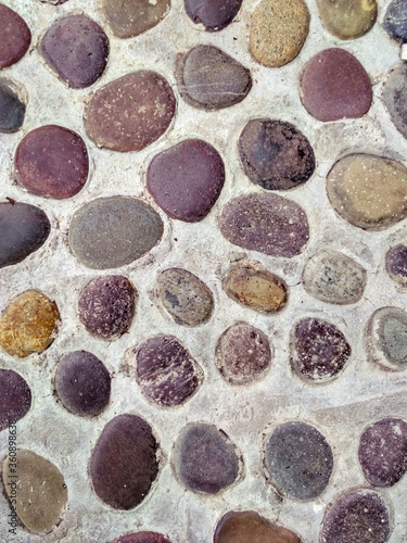  river stones wall surface , Cement flooring with 