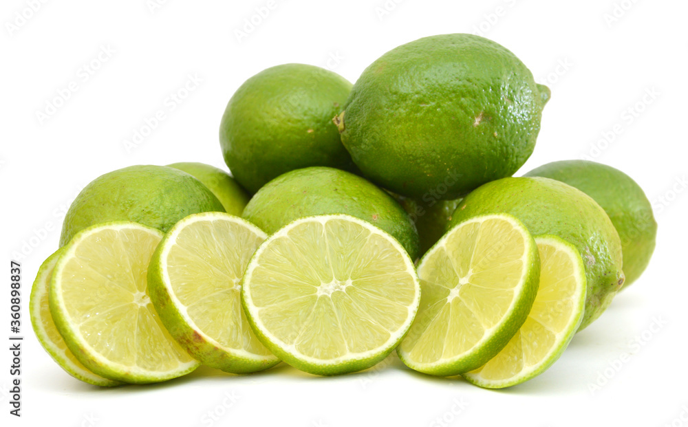 Fresh ripe lime isolated on white background