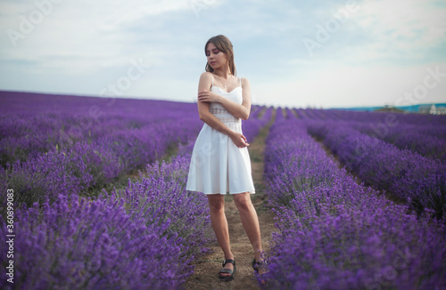 Fototapeta Naklejka Na Ścianę i Meble -  woman in lavender field