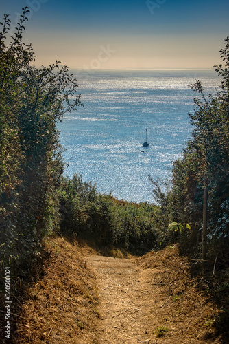 Hiking Path at Jerbourg Point, or Peninsula, is the southeastern point of the Ballwich of Guernsey in the English Channel. photo