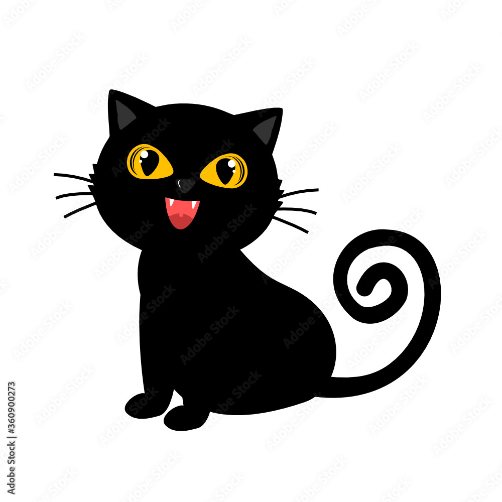 Black cat cartoon isolated on white background vector. Black cat cartoon isolated on white background vector.