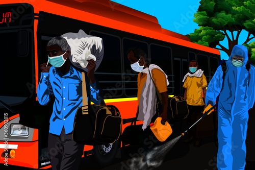 Migrant workers and their family members walk on a highway to go to their village during a government-imposed nationwide lockdown as a preventive measure against the COVID-19 coronavirus in India.