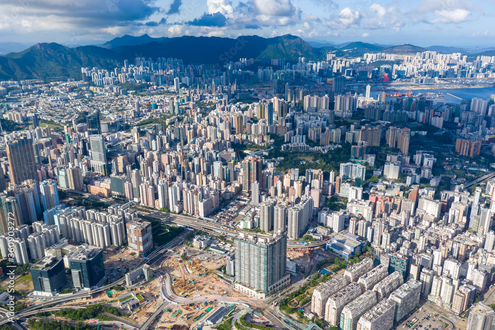 Aerial panoramic view of Hong Kong