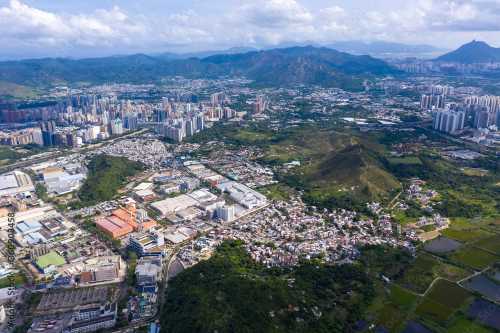 Aerial view of Hong Kong countryside