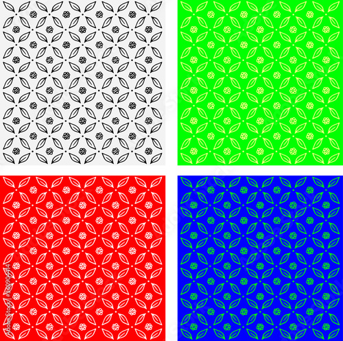 Set of flat doodle of flora, leaf and flower seamless pattern isolated on white background. Vintage seamless pattern design.