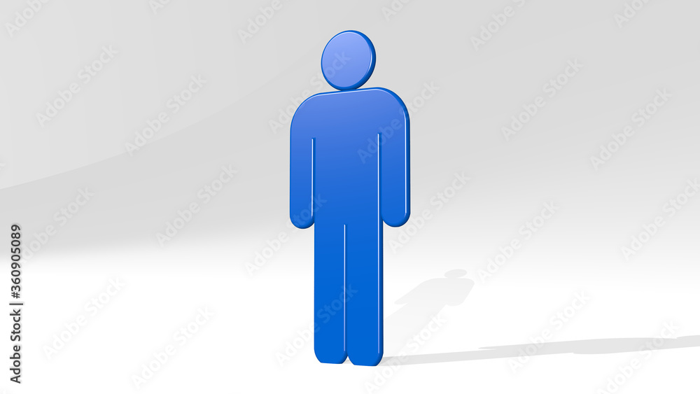 man made by 3D illustration of a shiny metallic sculpture on a wall with light background man made by 3D illustration of a shiny metallic sculpture on a wall with light background