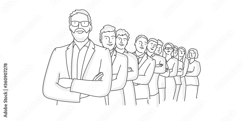 Group of business people. Line drawing vector illustration. Group of business people. Line drawing vector illustration.