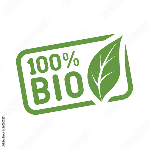 Eco, bio 100% sign, stamp, label. Vector illustration