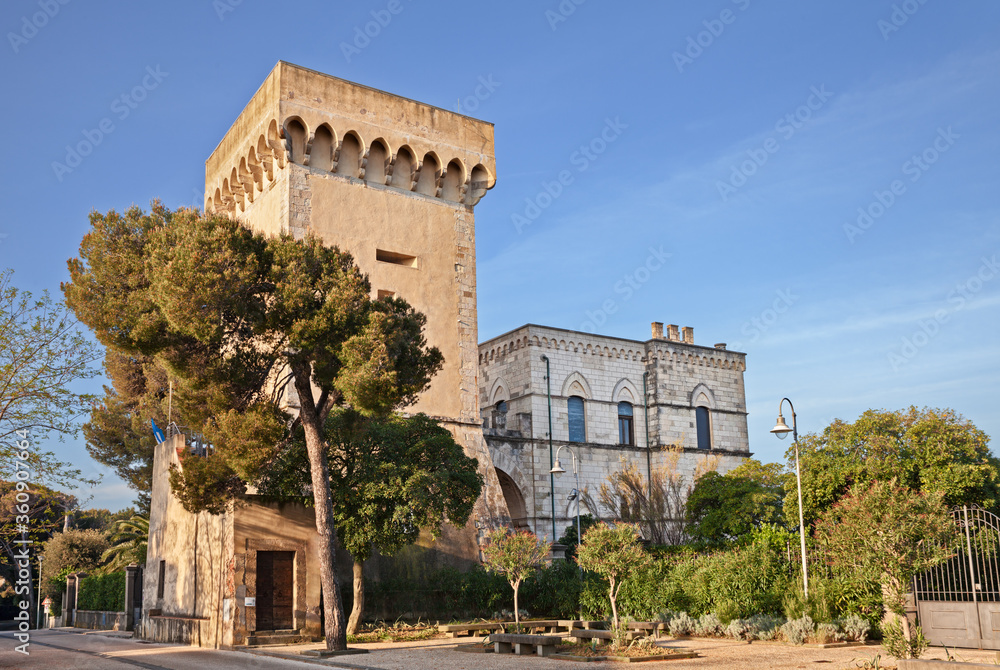 Castiglioncello, Rosignano Marittimo, Livorno, Tuscany, Italy: the ancient tower of the 17th century