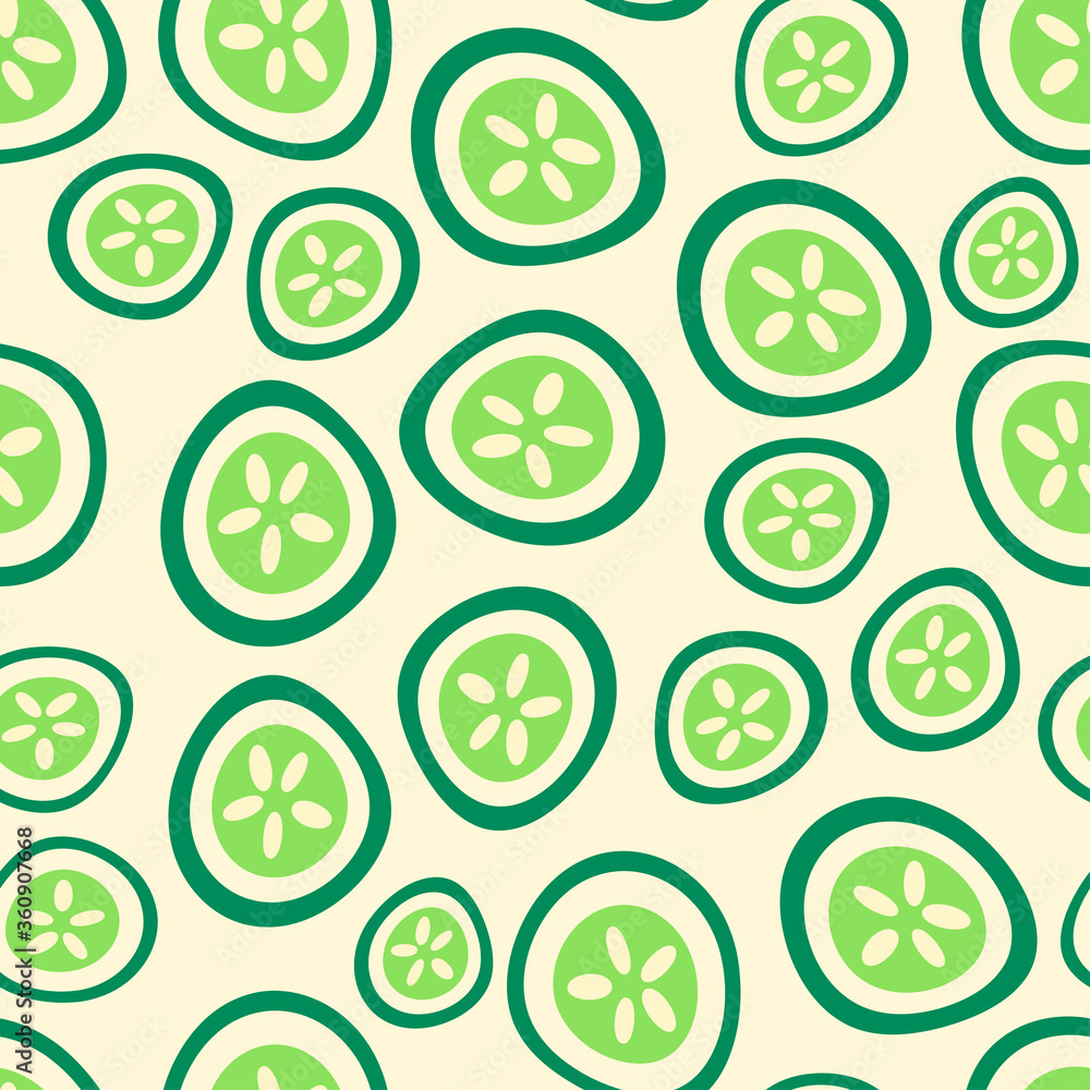 seamless pattern with abstract sliced cucumbers. fresh green vegetables seamless pattern with abstract sliced cucumbers. fresh green vegetables