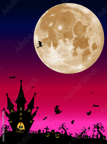 ハロウィン　満月の夜　ピンクVER