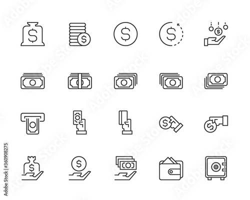 business and money icons line pixel perfect vector illustration