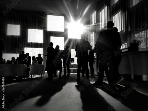 Canvas Print business party meeting people sunset windows talking groupe