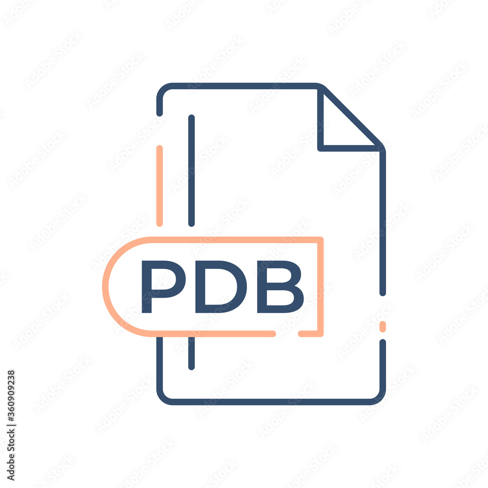 PDB File Format Icon. PDB extension line icon. PDB File Format Icon. PDB extension line icon.