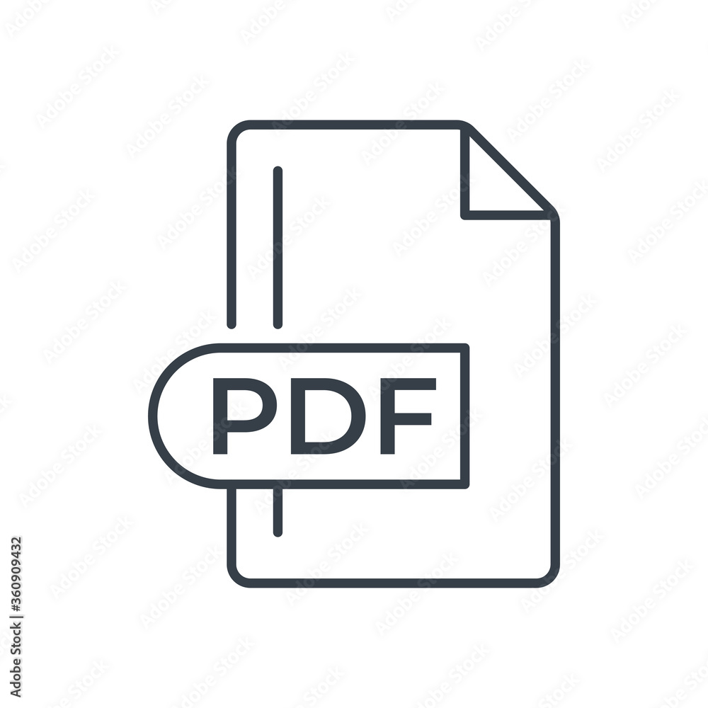 PDF File Format Icon. PDF extension line icon. PDF File Format Icon. PDF extension line icon.