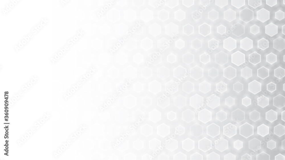 Abstract white hexagon background. Hexagonal pattern. Gray gradient ...