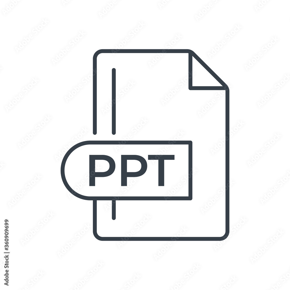 PPT File Format Icon. PPT extension line icon.