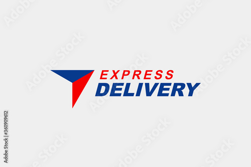 Right Arrow Logo. Blue and Red Geometric Paper Plane Arrow Up Origami Style isolated on White Background. Usable for Business and Delivery Logos. Flat Vector Logo Design Template Element