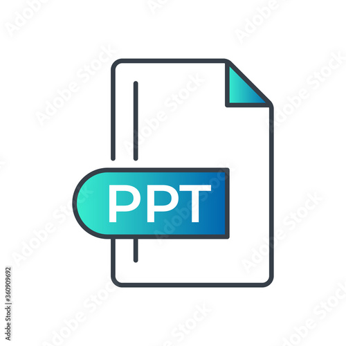 PPT File Format Icon. PPT extension gradiant icon.