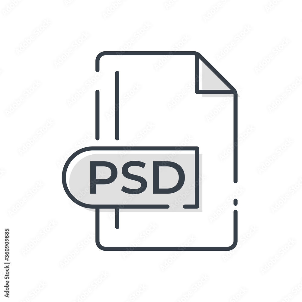 PSD File Format Icon. PSD extension line icon. PSD File Format Icon. PSD extension line icon.