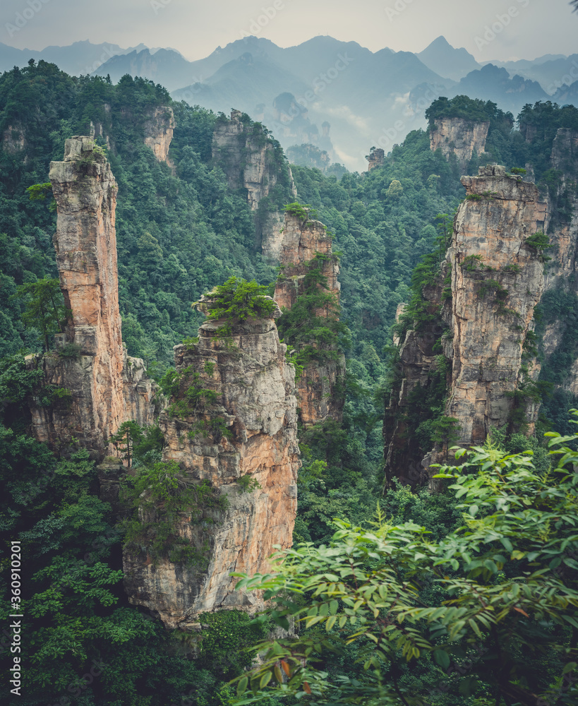 Landscape of Stone Tianzi Mountain pillars in Zhangjiajie Landscape of Stone Tianzi Mountain pillars in Zhangjiajie
