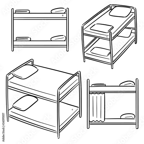 vector set of bunk bed