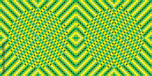 Distortion Dynamic Effect. Optical illusions image moving. Pulsating background - Optical illusion. Seamless pattern. The optical illusion of movement executed in the form of fluctuating  figures.
