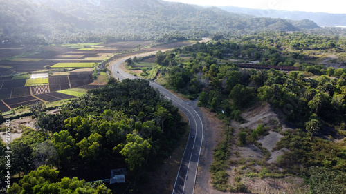 aerial view of the highway with beautiful views. the southern Java crossing line © herukru