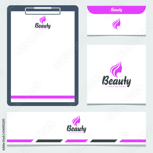 women beauty logo and envelope template