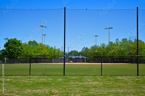 Empty Baseball Field Closed during Coronavirus Pandemic
