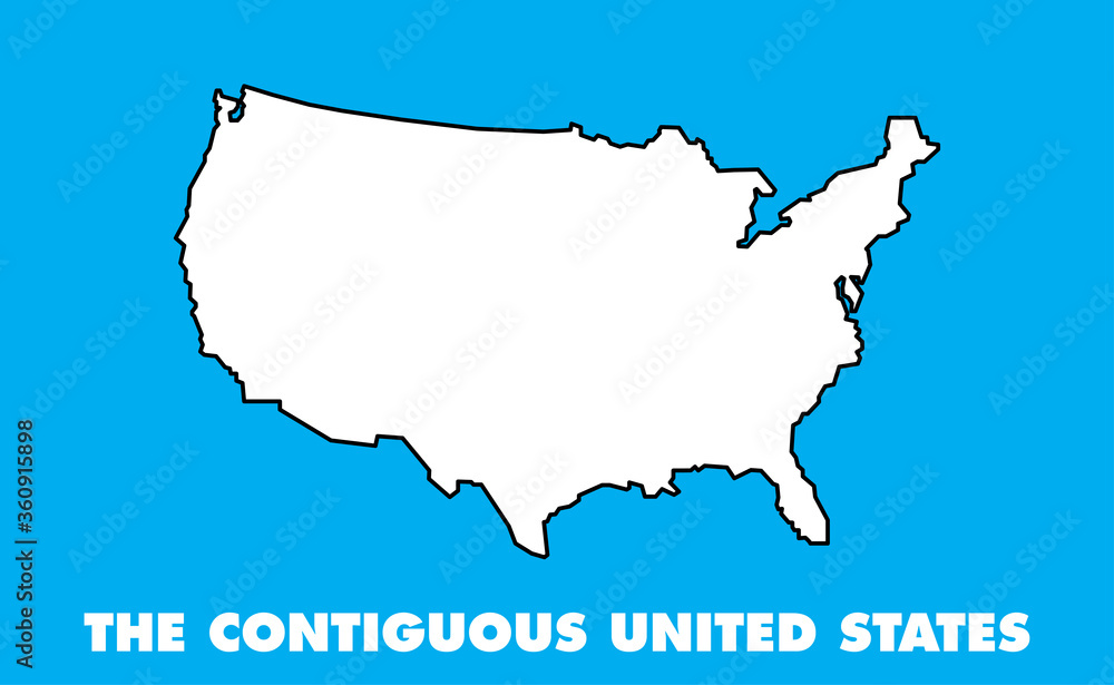 Map of USA. Contiguous United States of America geographic borders. American cartography vector design. Map of USA. Contiguous United States of America geographic borders. American cartography vector design.